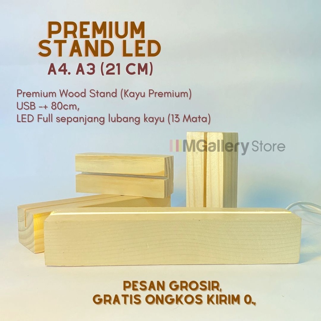 Stand LED A4 / Dudukan Akrilik Kayu untuk A4 A3 basewood acrylic