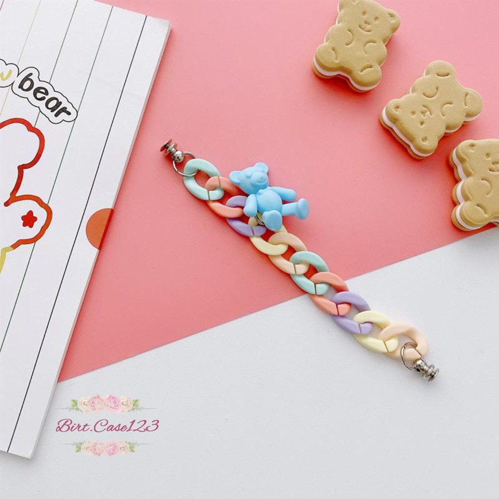 paket gelang tali rantai baut slingcase sling rantai beruang rainbow lanyard universal candy koper choice dove BC6047