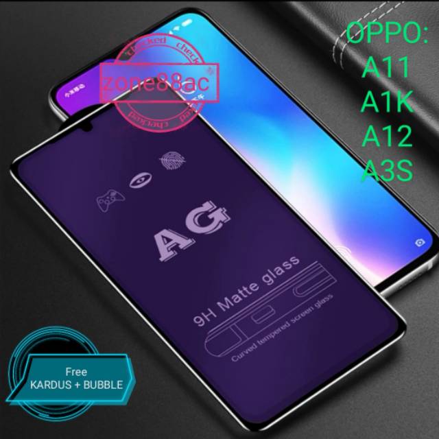 ANTIGORES FULL ANTI BLUE OPPO A11 A1K A12 A3S  TEMPERED GLASS FULL LEM SCREEN GUARD PROTECTOR