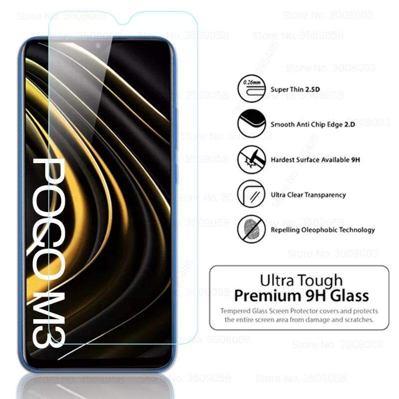 TEMPERGLASS CLEAR XIAOMI POCO M3 SCREEN GUARD PROTECTOR LAYAR HANDPHONE BEST QUALITY TEMPERED GLASS