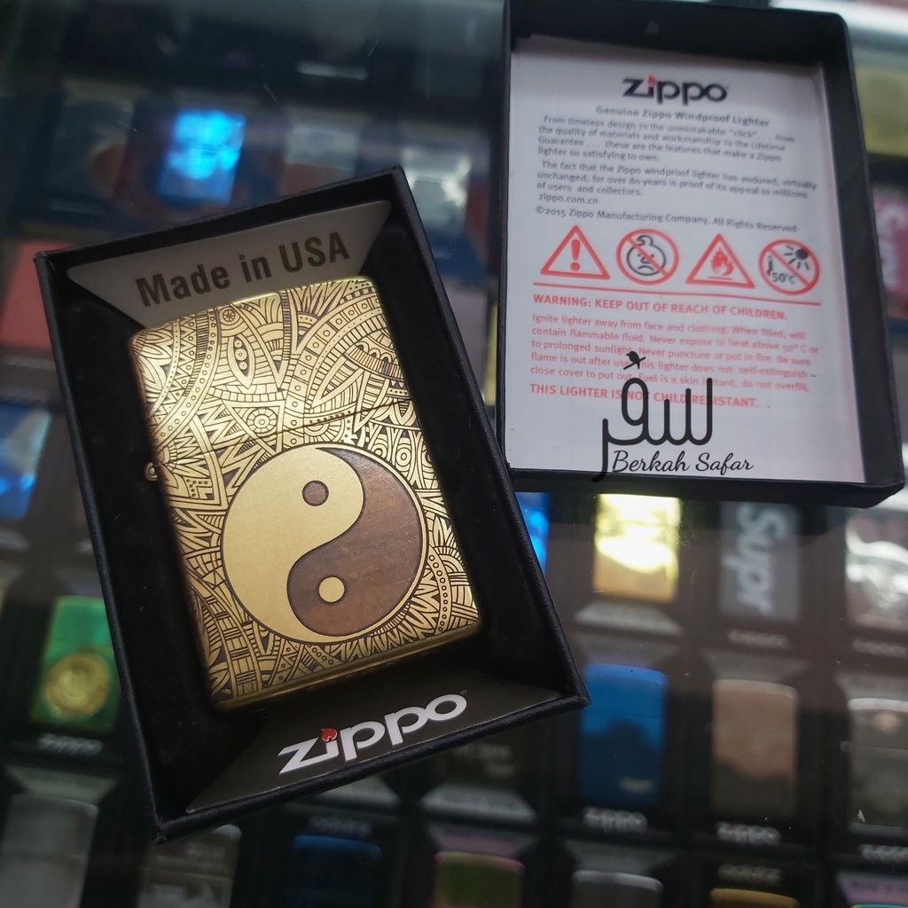 Korek Zippo Gold Full Engraving Ying Dan Yang Chinese High Premium Quality Made In Usa &quot;Limited Edition&quot; - Free Box