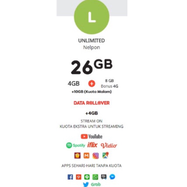Paket internet im3 Ooredoo Freedom Combo L 26GB