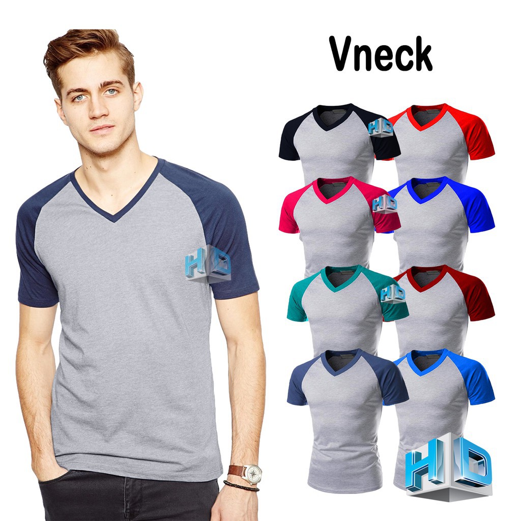 HD/  HD Kaos raglan Vneck polos | kaos raglan pria | fashion pria | baju distro pria