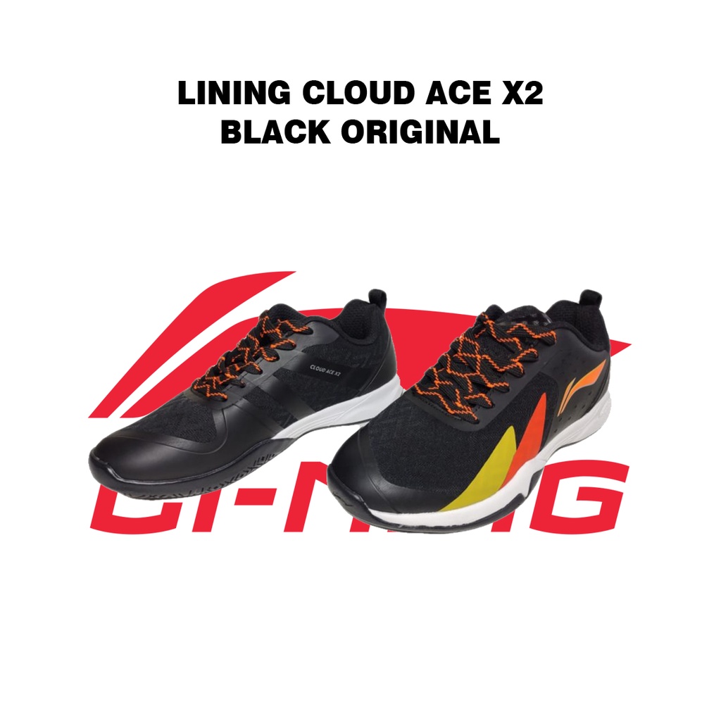 Lining Sepatu Badminton Bulutangkis Cloud Ace X2 AYTR048 Black Ori