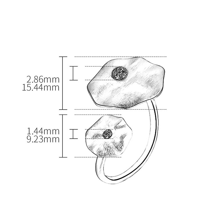 SERI SERI Cincin Wanita Perak 925 Asli Lotus Leaf Daun Lotus Sterling Silver Adjustable Ring
