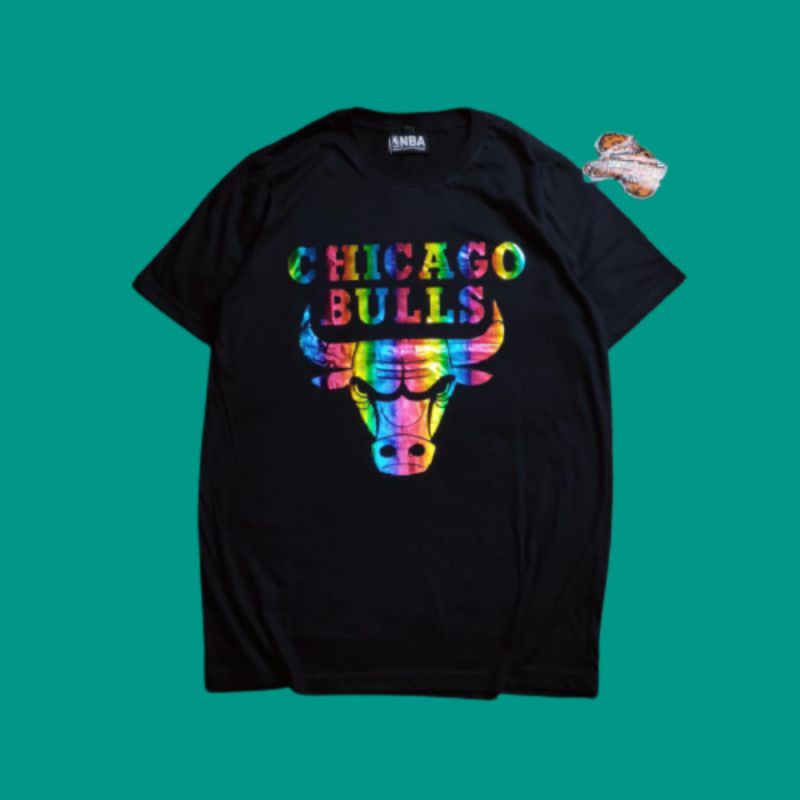 Kaos Chicago Bulls X NBA logo rainbow pelangi baju basketball terbaru terlaris bisa cod pakaian pria