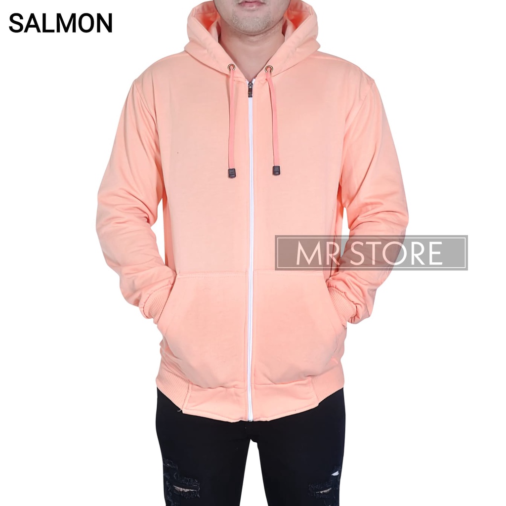 L,XL,XXL Jaket zipper hoodie polos hitam mr store-1