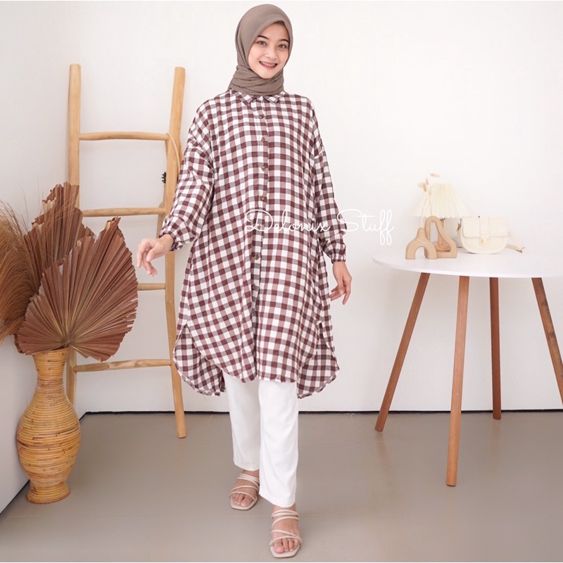 Gingham oversize tunik