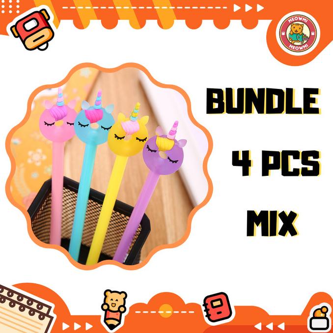 

#@#@#@#@] Pulpen Motif Unicorn Bundle 4 Pcs Mix Warna PN0314