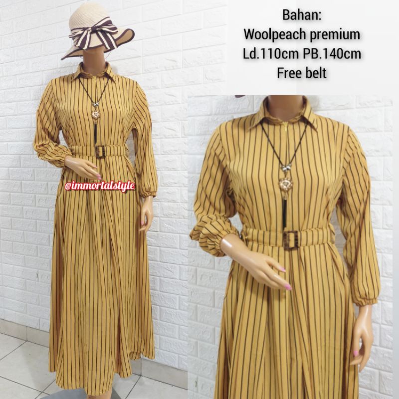 GAMIS WANITA IMPORT FASHION TERBARU PAKAIAN WANITA IMPORT GAMIS TIFFANY MOTIF SALUR SIMPLE ELEGAN