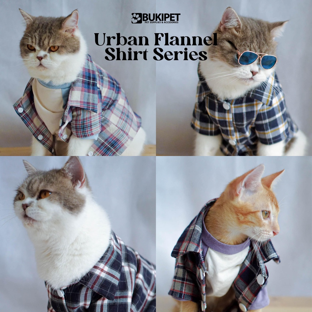 baju kucing anjing kelinci monyet lucu murah aksesoris hewan kecil - BUKI URBAN FLANEL SHIRT SERIES