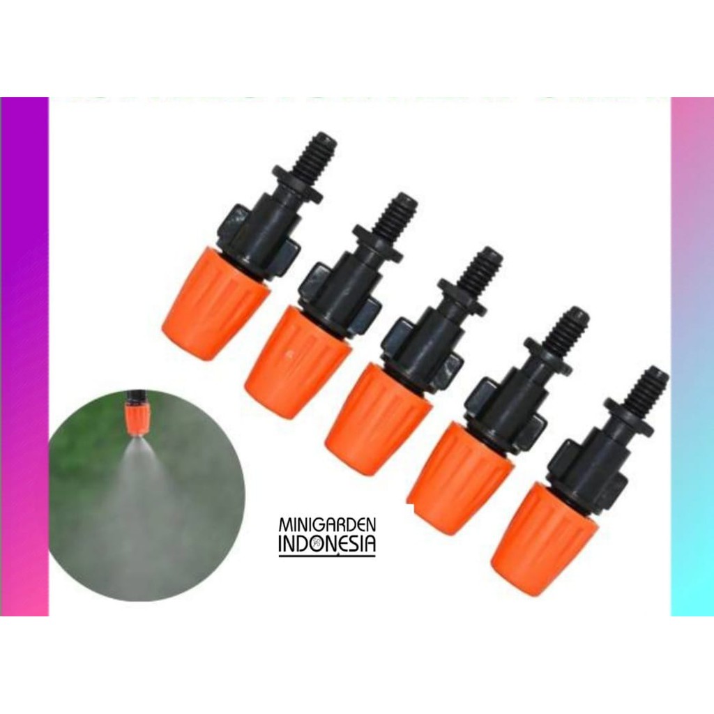 KONEKTOR NEPEL ULIR FLAT 7mm fitting joiner lurus ke sprayer sprinkler head mist fogger nozzle PE 7