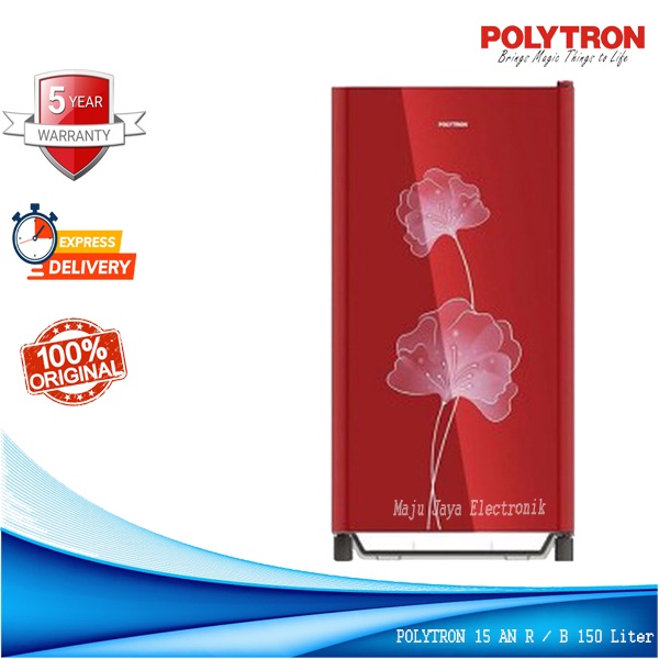 Kulkas 1 Pintu Polytron PRO 15 AN R/B 150 Liter Belezza 2 Semi Defrost Garansi Resmi 5 Th