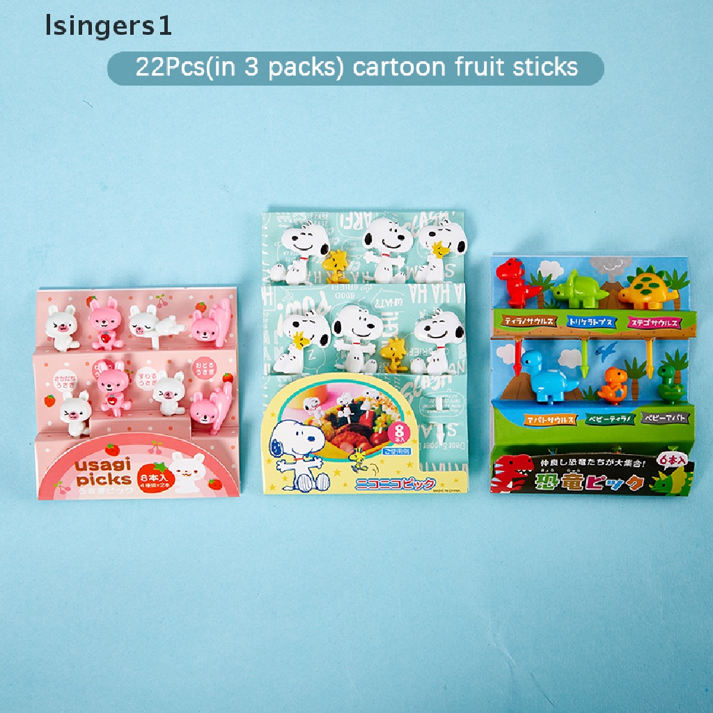 (lsingers1) 22pcs / Set Garpu Buah / Dessert / Sandwich Desain Kartun