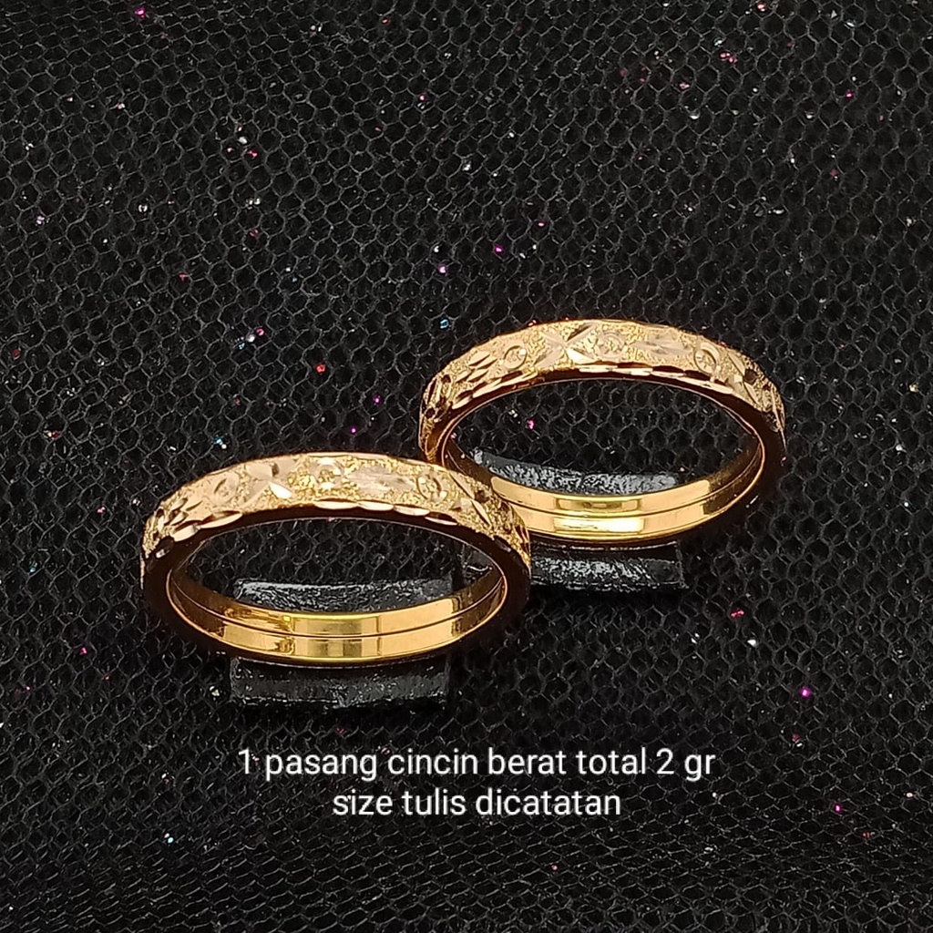 Cincin nikah Emas 17K - 1 Pasang 2 gr Kadar 750 - 368