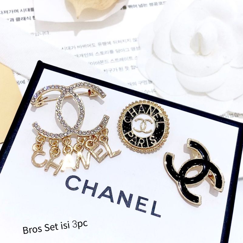 Bros import Bros Channel cantik untuk hiasan baju di dada kualitas Import set isi 3pc Peniti Baju Import swarovsky bros Premium fashion import bahan Bagus B30