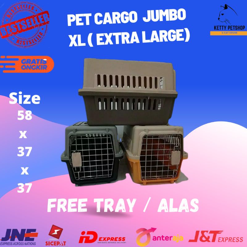 PET CARGO JUMBO XL / PET CARRIER JUMBO BESAR / KANDANG CARGO KUCING ANJING 58 x 37 x 37