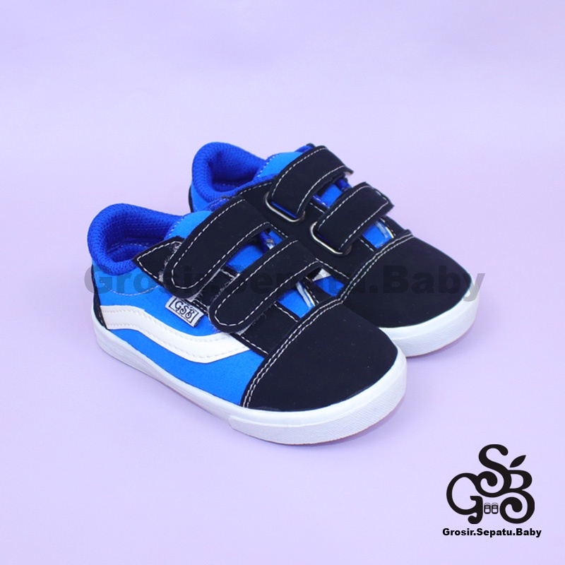 sepatu anak sneakers sepatu anak laki laki sepatu anak perempuan model casual Buck kids Biru polos ringan fleksibel &amp; Anti Slip