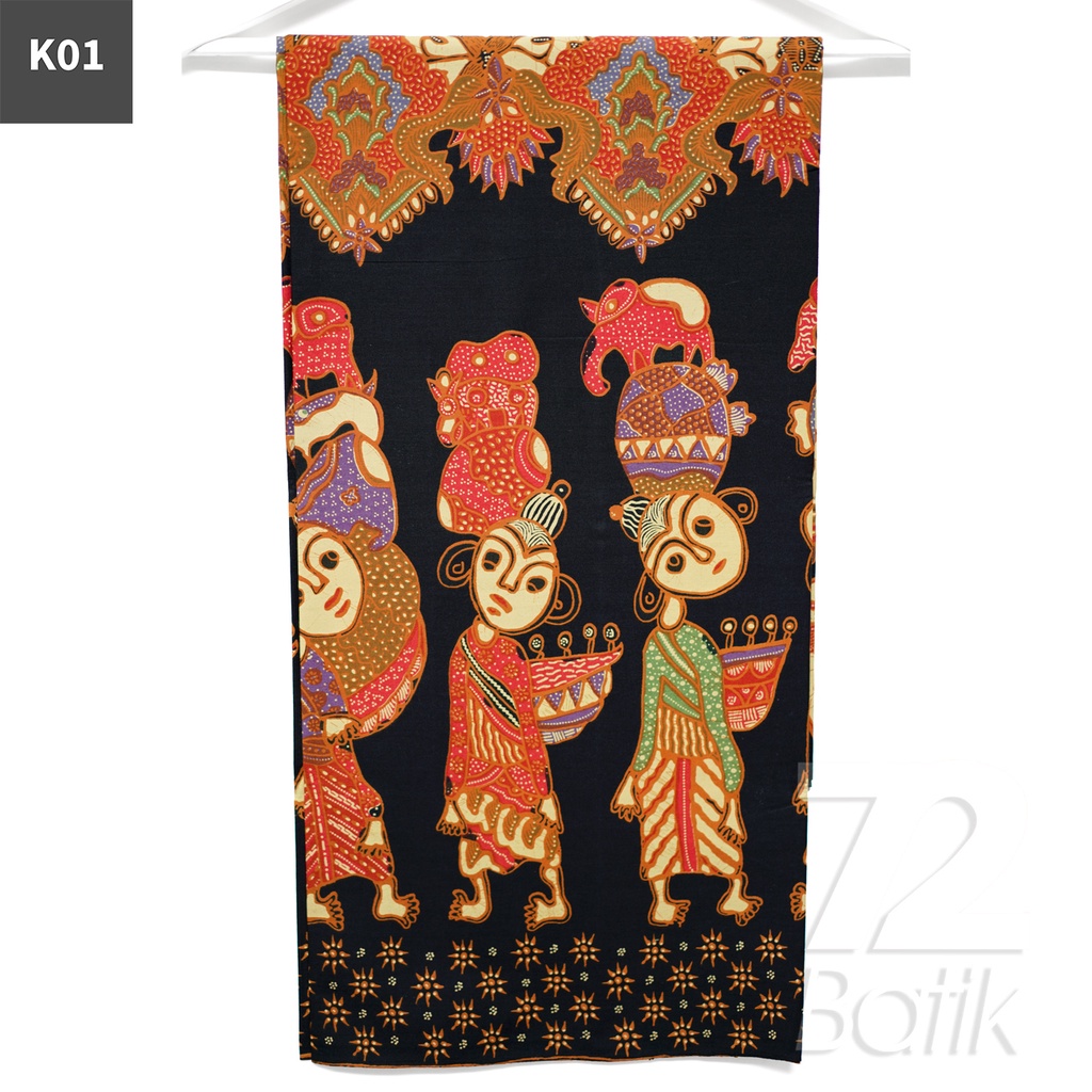 KAIN BATIK PREMIUM Bahan Katun Motif Jamu Gendong Warna Hitam 721499 Cap 72 Jarik Jarit Samping Kebat Panjang Batik Katun Modern Premium Bahan Seragam Batik Pernikahan Kantor Keluarga Murah Kamen Jadi Batik Bali Lembaran