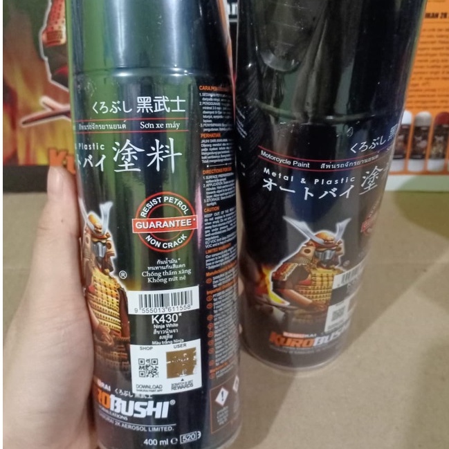 New Samurai Paint Kurobushi Cat Semprot Pilox Pilok Putih Metalik Ninja White (K430*) 400ml