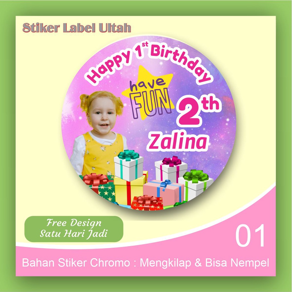 

Stiker Sticker Label Ulang Tahun Ultah Anak karakter Bento Bulat Custom Untuk Nasi Box Souvenir Laki Laki Perempuan