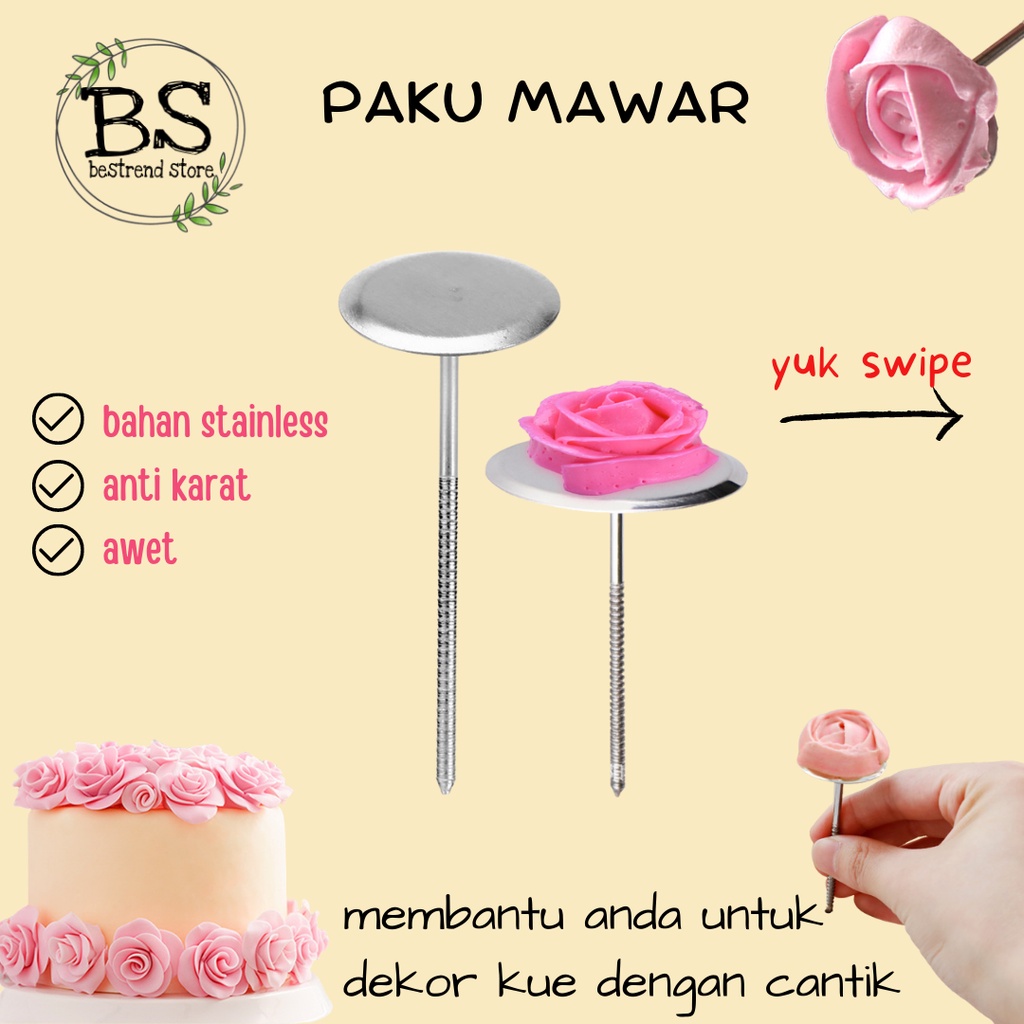 Paku Mawar Stainless Steel Untuk Hias Kue Tart Alat Dekorasi Cake