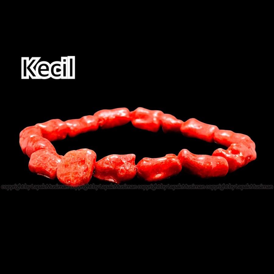 [Bayar di Tempat] Gelang Batu Red Coral Marjan Asli Laut Natural Alam Motif Abstrak