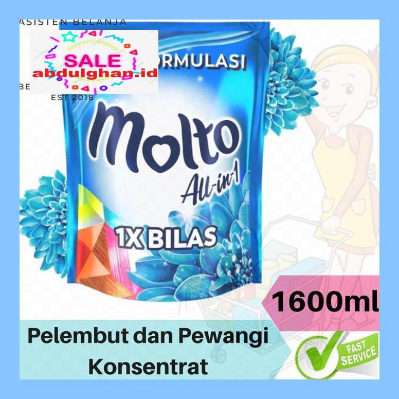 Oo57Rtl Molto All~In~1 Blue/Biru 1600Ml 1X Bilas Pelembut/Pewangi/Softener Opsun5T