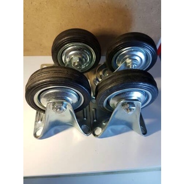 Roda karet 8 inch statis merk triple S / Roda troli 8'' mati 185 kg / roda caster 8 inch triple S