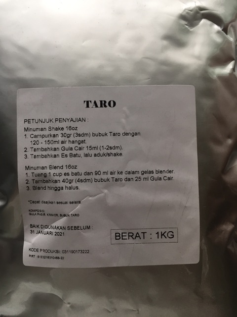 Bubble drink Taro 1kg TERLARIS!!!