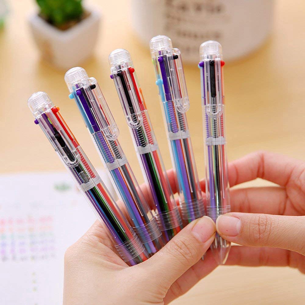 1Pc Pulpen 6 in 1 0.5mm Warna-Warni Kreatif untuk Sekolah / Kantor