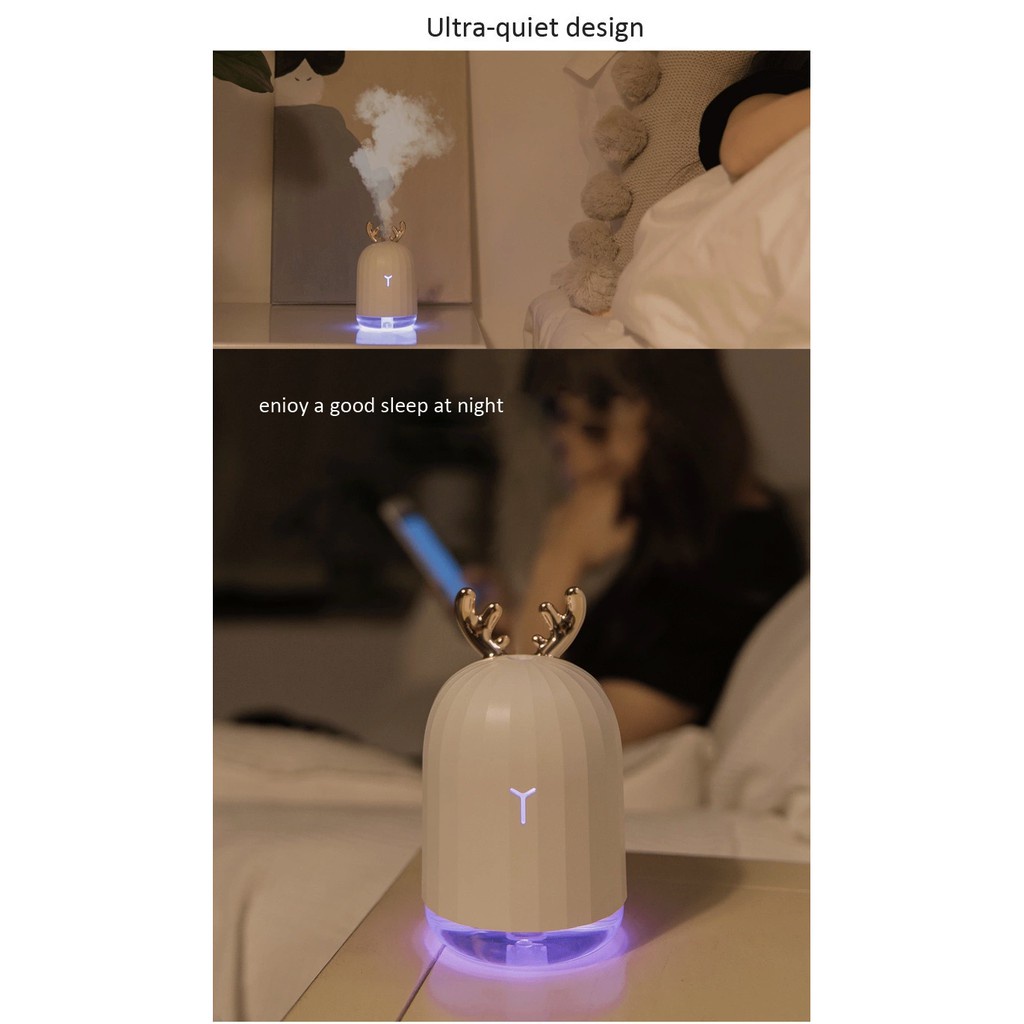 ☛TK☚ R413 COOL MIST HUMIDIFIER PURIFIER MOTIF RUSA PELEMBAB UDARA WITH LED LIGHT WARNA WARNI COD