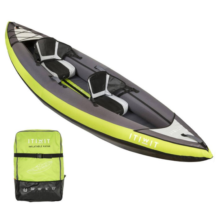 Itiwit Kayak 2 Orang Hijau Abu Decathlon - 8387561