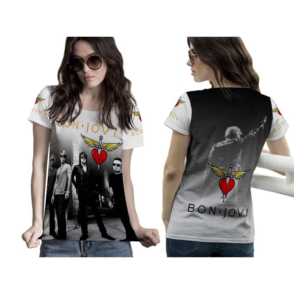 [Riashop] Kaos Bon Jovi | Kaos Bon Jovi Wanita | Kaos Bon Jovi Lengan Pendek - 301
