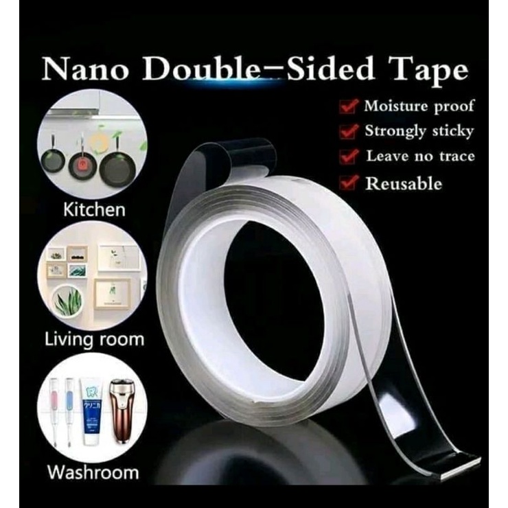 

Bright Crown Nano Double Tape / Double Tape / Selotip Isolasi Bening Multifungsi 3 UKURAN