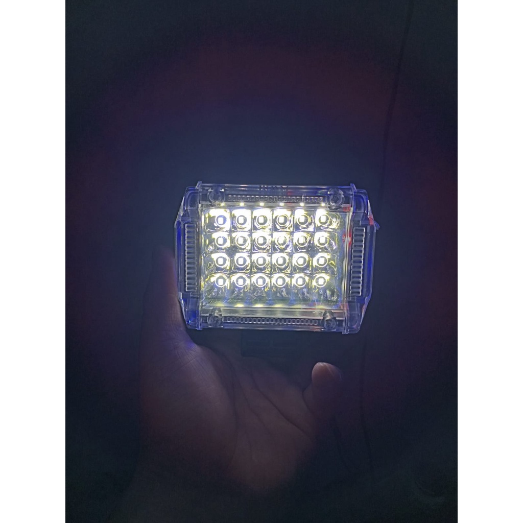 LAMPU TEMBAK/LAMPU SOROT LED 24 MATA PUTIH SENJA BIRU+RED FLASH UNIVERSAL (4704)