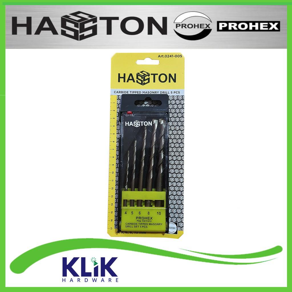 Hasston Prohex Mata Bor Beton Tembok Impact Set 5 Pcs Masonry Drill 4 5 6 8 10 mm