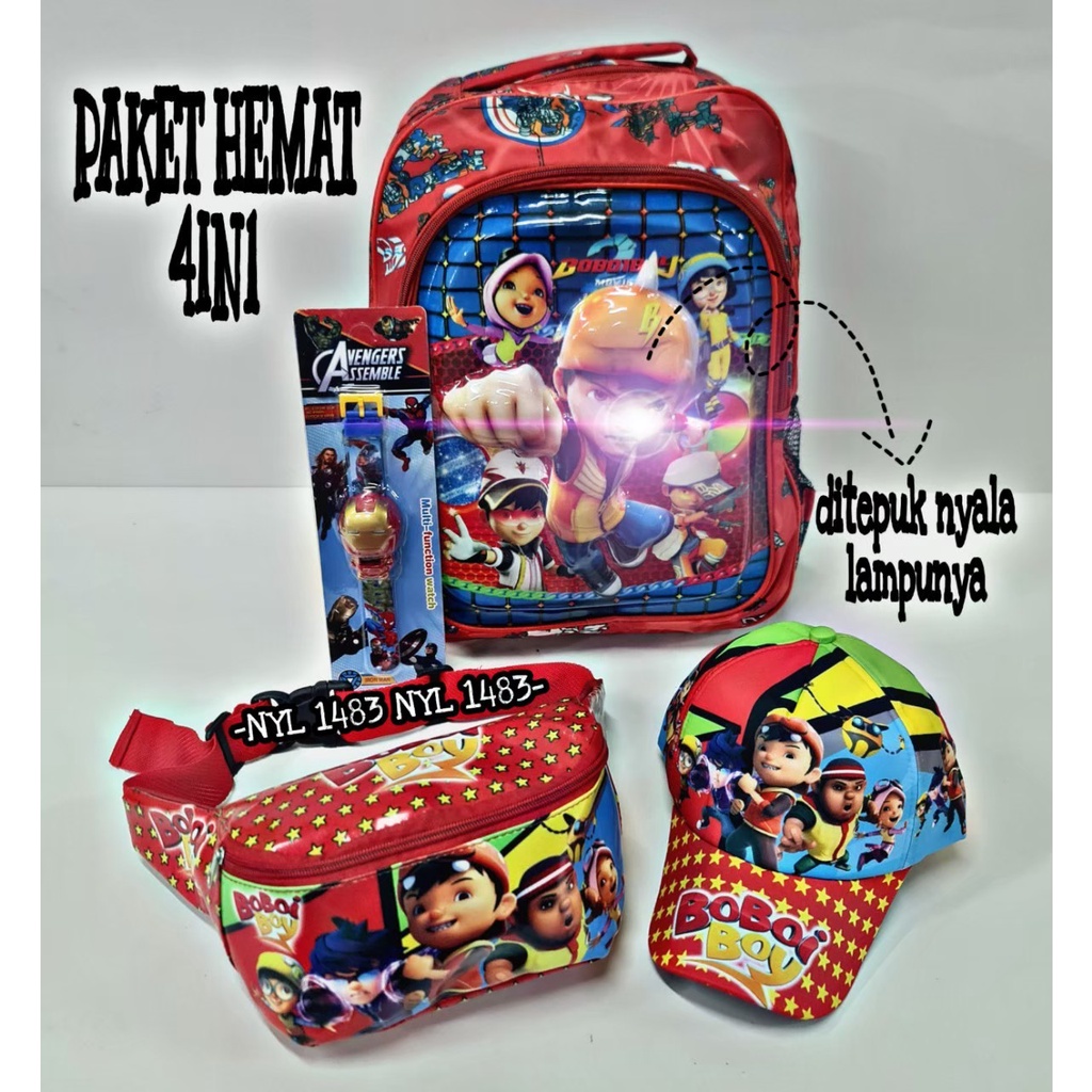 &quot;aurabagss&quot; - Super Sale !!!!! Beli 1 Dapat Banyak Tas Anak Paket Bundle Tas Ransel Anak Laki-Laki Motif Timbul Tas Ransel Anak Sekolah PAUD TK Backpack Anak Karakter Super Hero