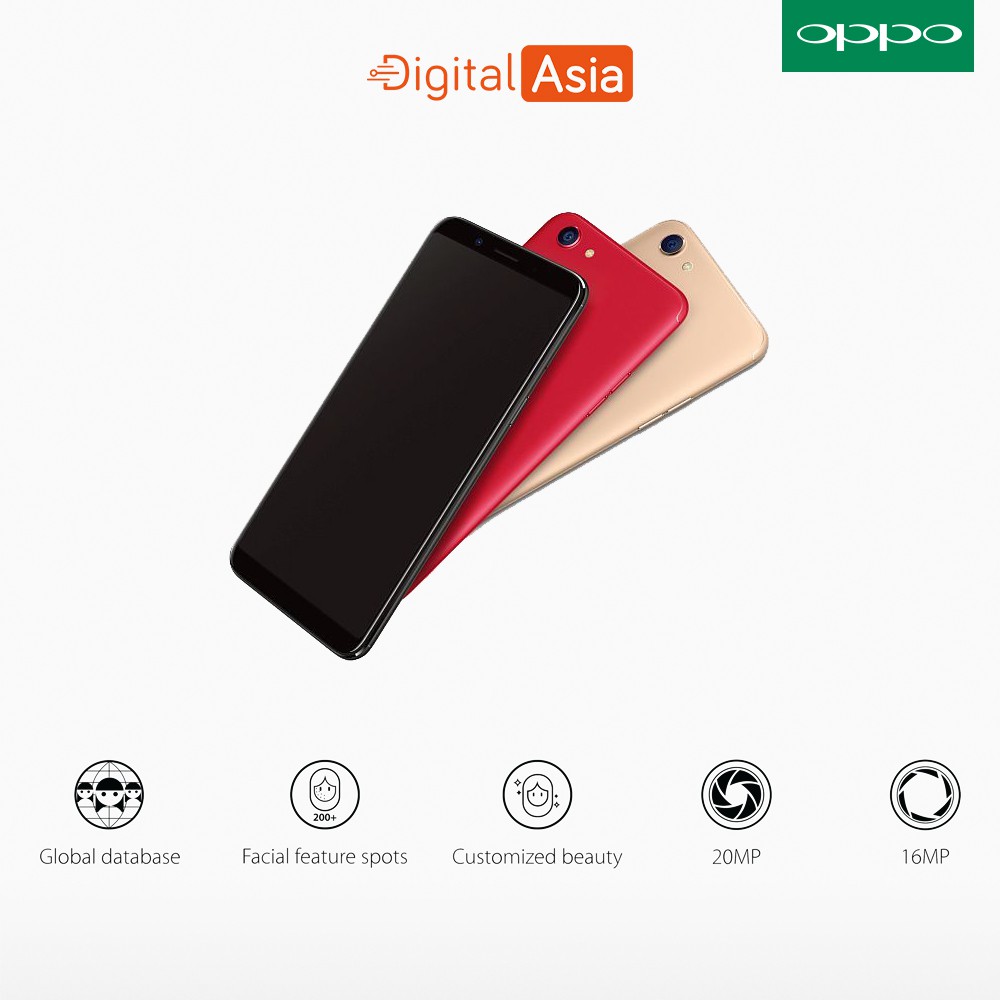 OPPO F5 RED Smartphone TERKEREN 6GB/64GB Camera Rear Sensor 16MP/20MP Screen 6\u201d Multitouch Octacore