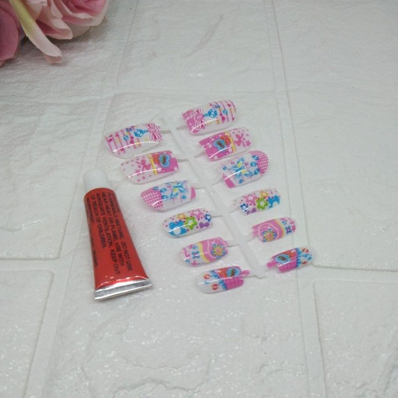 JG - Mainan Kuku Palsu Anak Perempuan Beauty Nail Kuku Palsu Motif ANAK LUCU MURAH KUKU PALSU MURAH