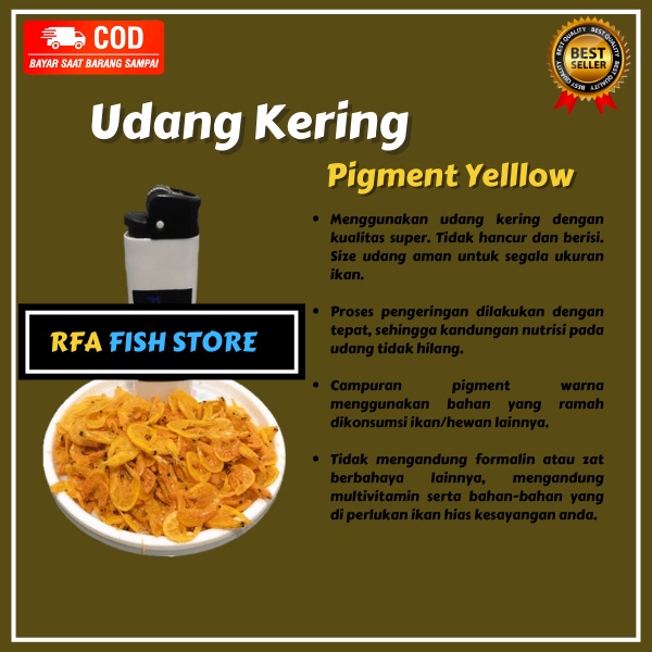 Udang Kering RFA Pigment Yellow Pakan Ikan Predator channa Varian Yellow Maru Auranti bukan el barca