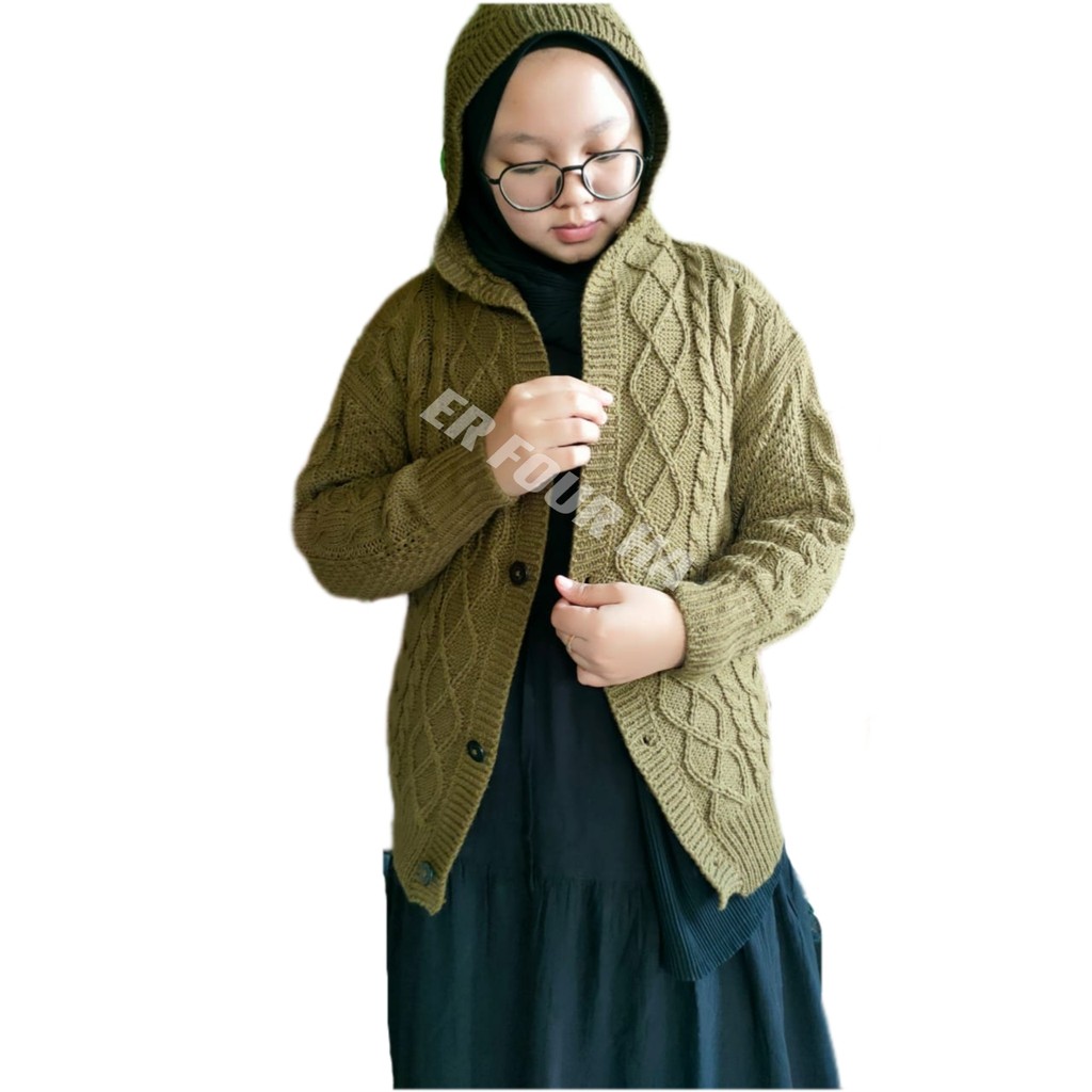 Cardigan cable SIDO kupluk Type 3 get | Cardigan Rajut Tebal | Pakaian Wanita | Outerwear Wanita