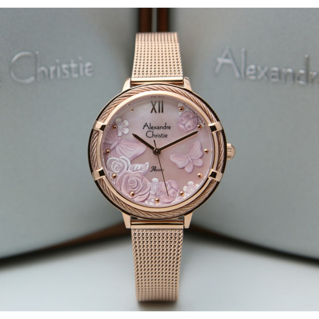 Alexandre Christie AC2873 Original Jam Tangan Wanita Rose Gold Pink