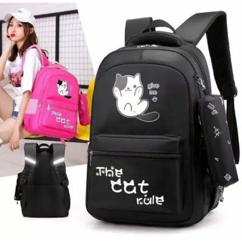 Tas ransel sekolah  anak lucu the cat rule