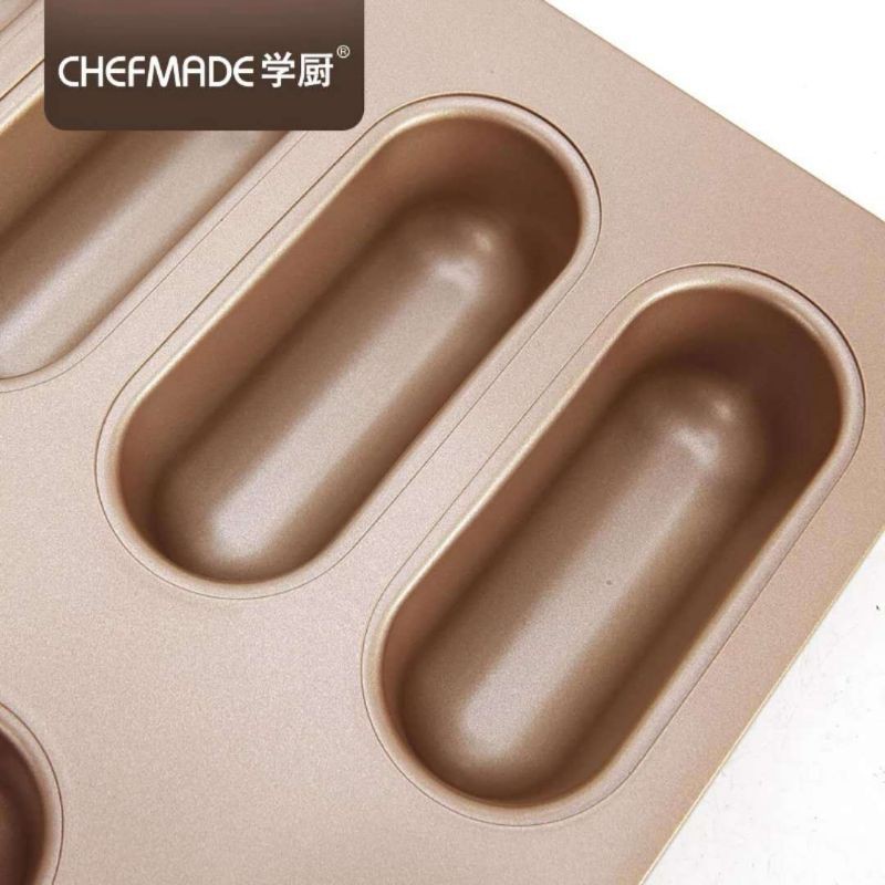 Chefmade WK9145 - 8Cups Non Stick Hotdog Pan / Loyang Hotdog 8cups loaf pan