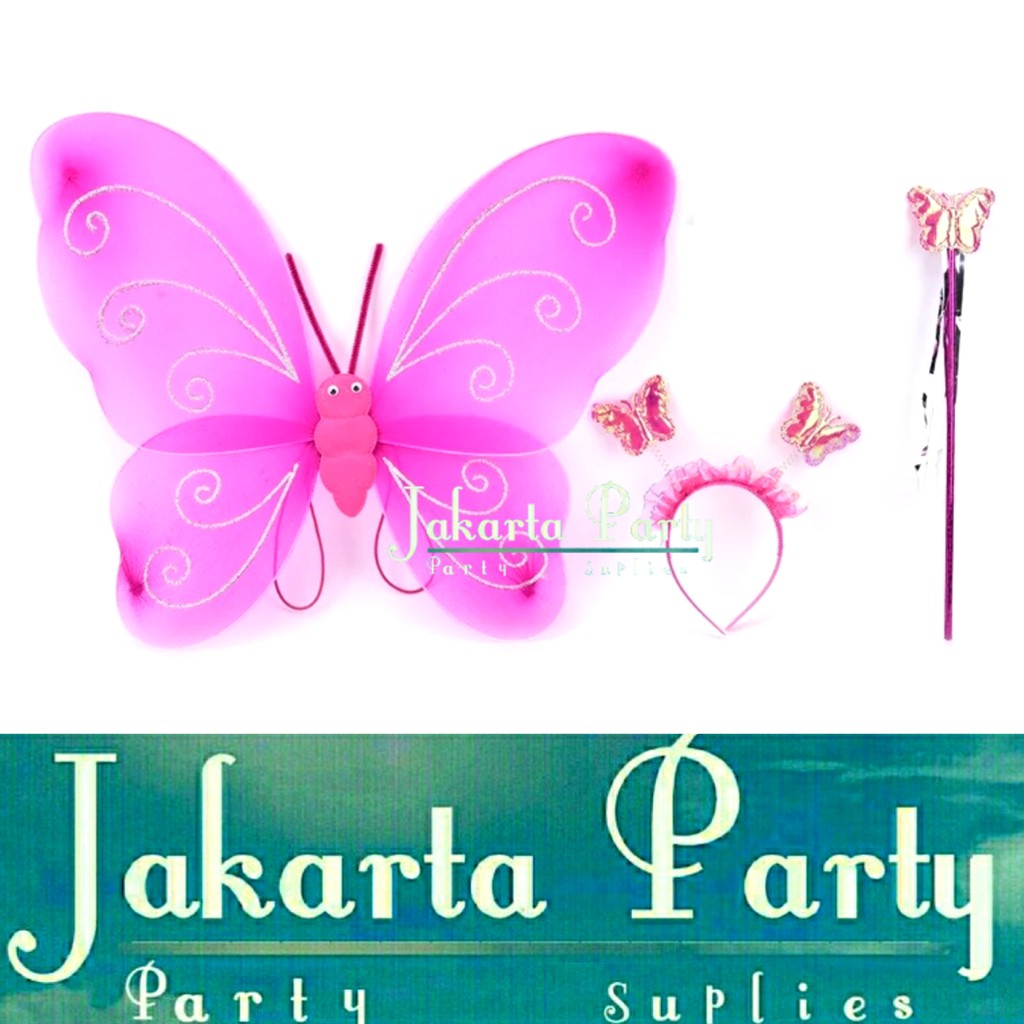 Set Mahkota Peri Fuchsia / Sayap Kupu-Kupu / Sayap Peri / Fairy Crown