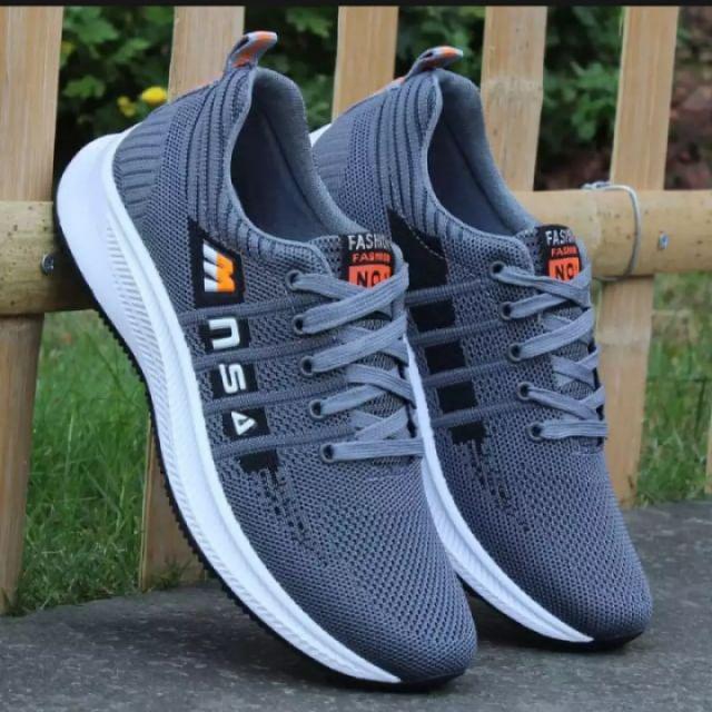 Sepatu Pria Sneakrs pria wanita Sepatu Sneakrs terlaris Sepatu joging Sepatu Cowok (MNSA)-Abu hitam