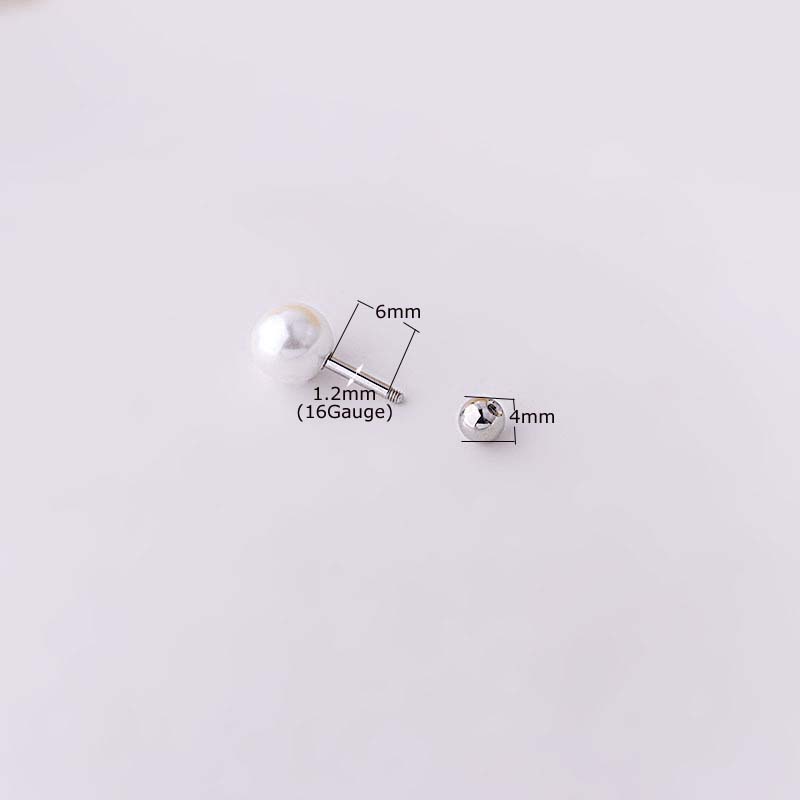 1pc Anting Tindik 16 Mutiara Bahan Stainless Steel