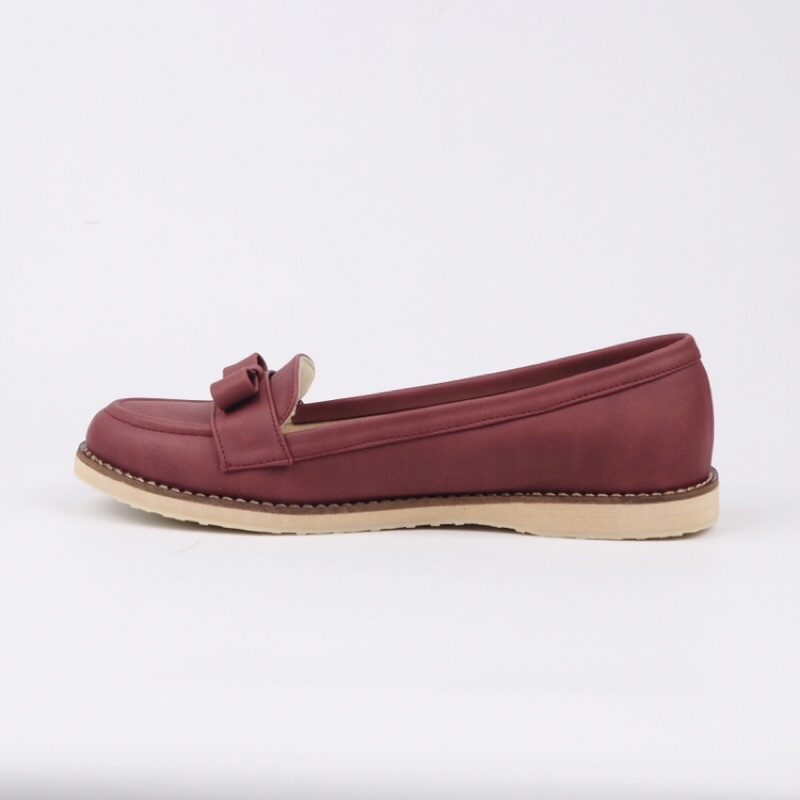 [SIAP KIRIM] BRShoes3 Marun Sepatu Kerja Casual Flat Wanita