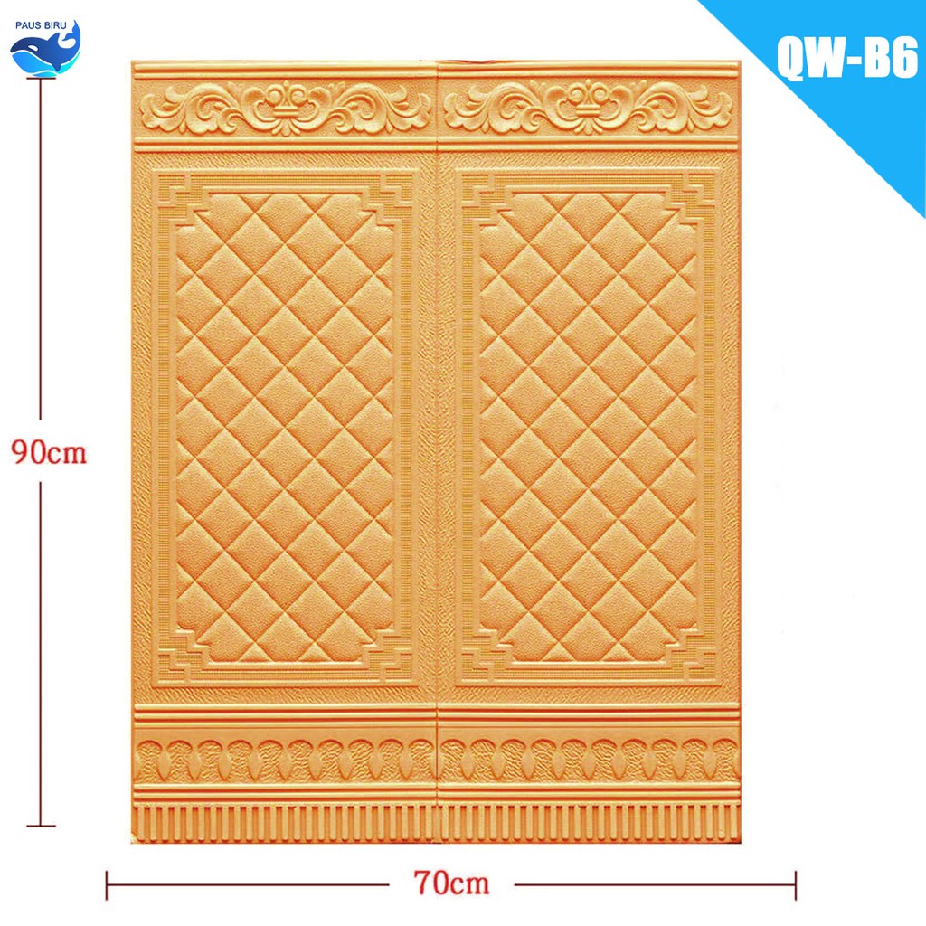 Wallpaper Dinding 3D Foam Motif PINTU BATIK 70x90 CM-GOLD ORANGE